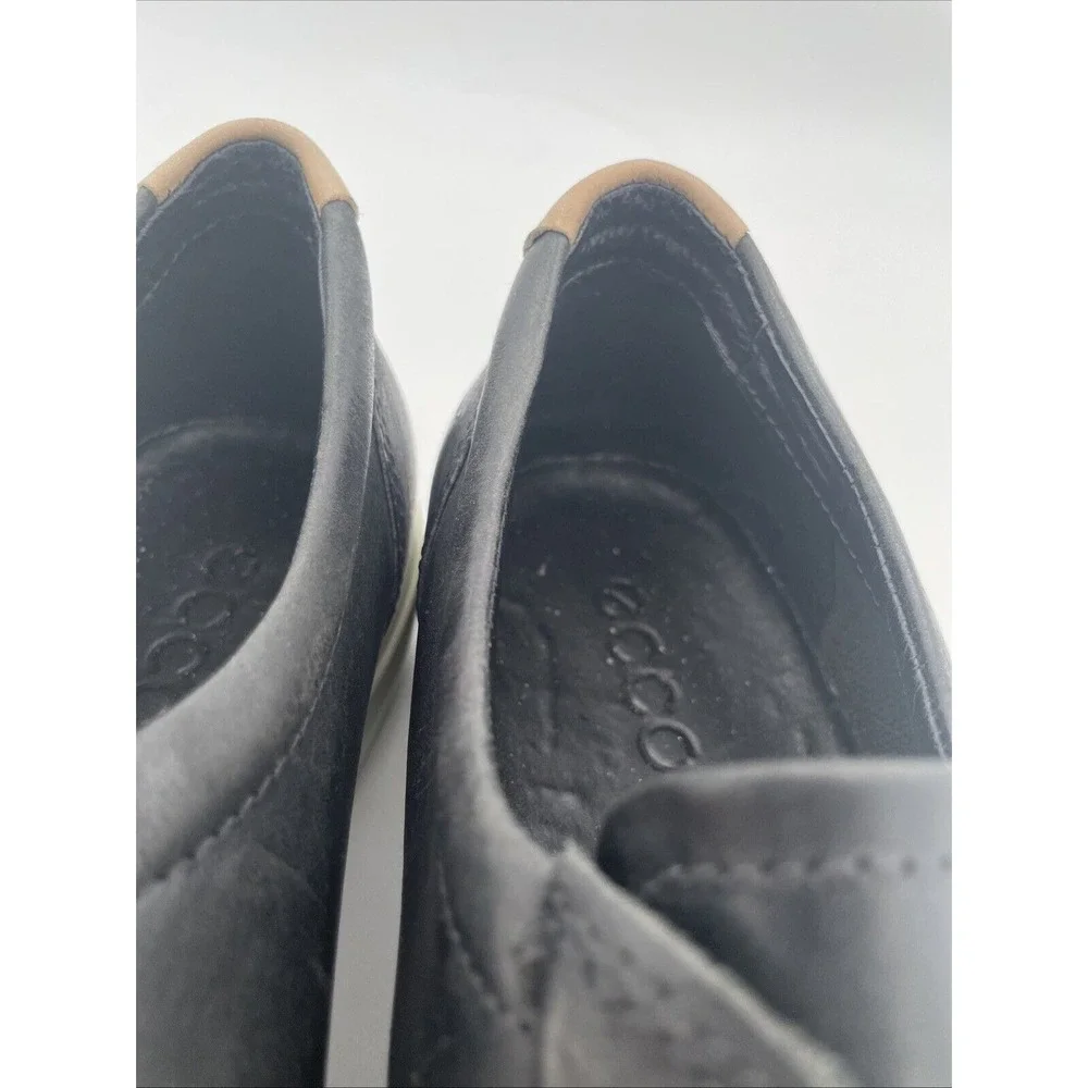 ECCO Biom Zip Slip On Womens Shoes‎ Size 7 Black Leather Comfort Sneakers